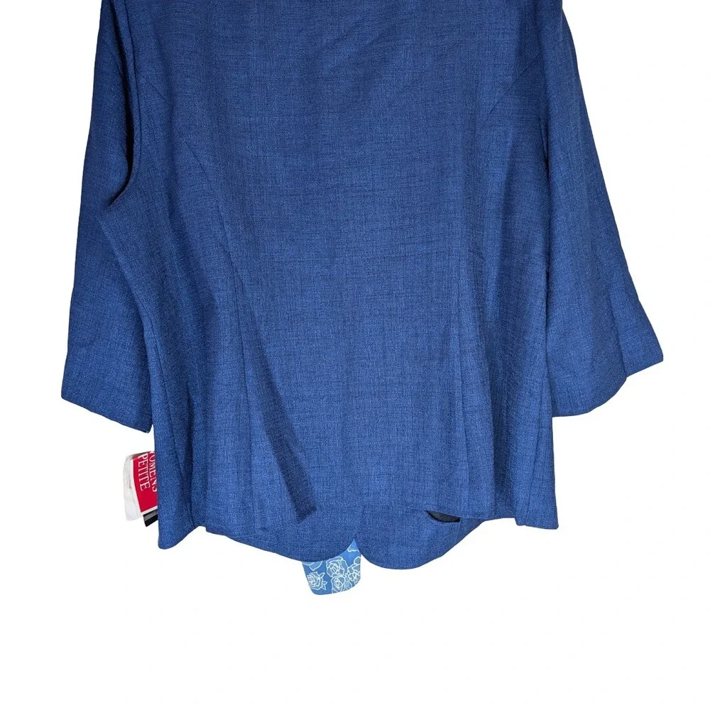 Leslie Fay Blazer Womens 20WP Blue 3/4 Sleeve Button Front Scarf Included NWT AC